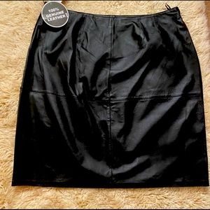 Plus-Size Genuine Leather Black Midi Skirt 🖤